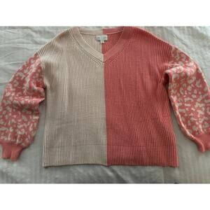 Francescas Jun & Ivy Women's Sweater Color Block Leopard Size Small